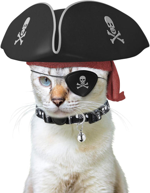Weewooday 4 Pieces Halloween Skull Cat Collar Breakaway Kitten Collars with Bell, Adjustable Outfit with Skull Patterns