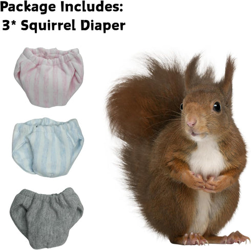 (3 Pack, (3.9" 6.3"), Count, 3) Washable Squirrel Diapers - Extra Small Reusable Pet Cloth Diapers Highly Absorbent