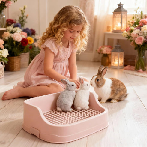 sturion Extra Large Rabbit Litter Box, Bunny Litter Box with Removable Top and Bottom, Corner Bunny Potty Training