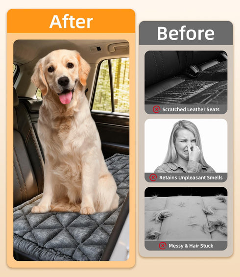 NISSYO.AM Backseat Pet Bed Mat, Non-Slip Dog Seat Cover with Scratch-Resistant Padding, Dog Bed for Cars, Trucks