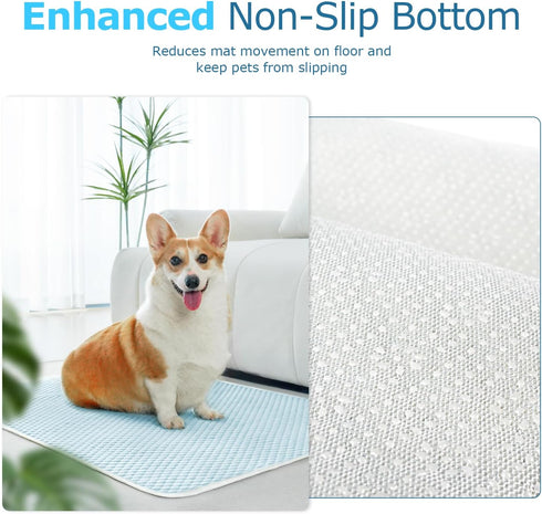 Mora Pets Dog Cooling Mat, Breathable Washable Pad for Indoor Outdoor Pets, Non-Slip Bottom, 28 x 22 inch Light Blue