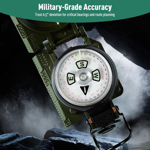 Impact-Resistant Waterproof Military Navigation Compass for Outdoor Adventures