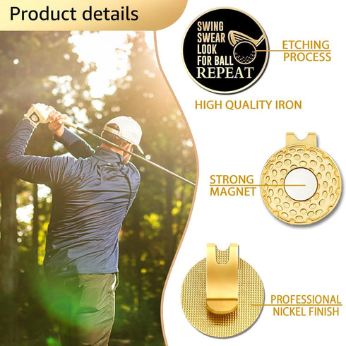 Swing Swear Look for Ball Repeat Golf Ball Marker with Magnetic Hat Clip, Funny Golf Gift for Men Women