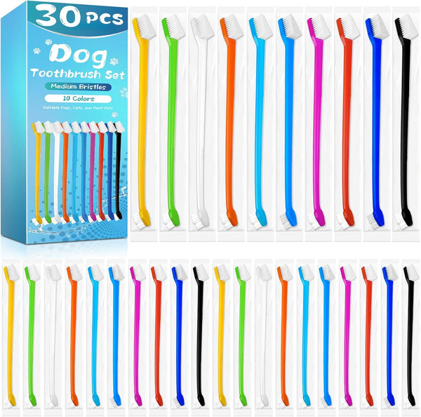 Navona 30 PCS Dog Toothbrushes, Double Headed Anti Slip Dog Tooth Brushing