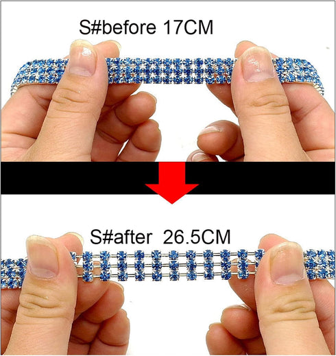 Rhinestone Pet Collar - Sparkling 3 Rows Crystal Diamond Dog Collars - Adjustable Wedding Collar for Small Medium Large