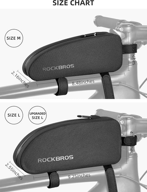 ROCKBROS Waterproof Bike Top Tube Bag, Large Upgrade Bicycle Front Frame Pouch Pack for Mountain Road Bike