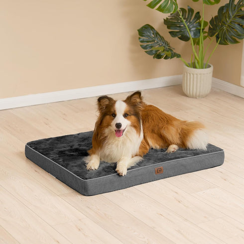 EHEYCIGA Orthopedic Memory Foam Dog Beds for Large Dogs, Removable Waterproof Liner, Dark Grey, 36x27