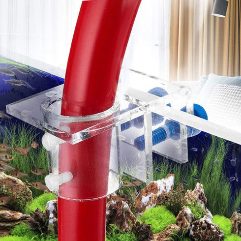 Acrylic Aquarium Soft Pipe Fixture, Durable Water Food Feeding Tube Holder with Clamp
