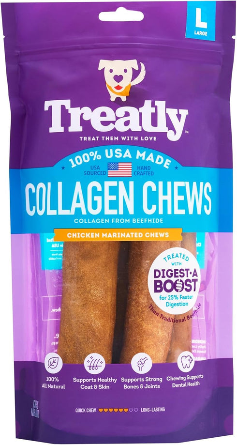 USA Collagen Rolls 9-10" Dog Chew Treats - Chicken Marinade Flavor, 4 Count/1 Pack