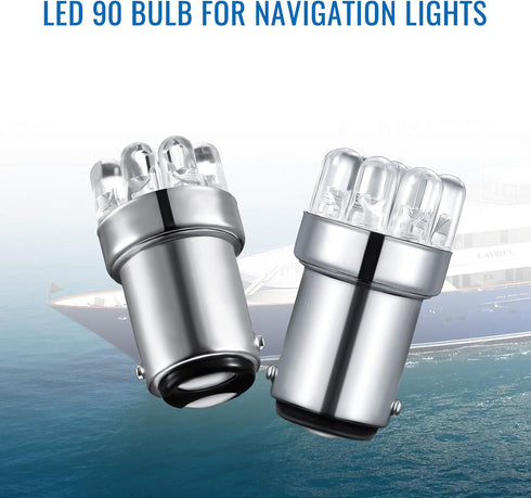 Honoson 4 Pieces LED 90 Bulb 1004 Marine Replacement Bulb for Boat Navigation Lights, DC 12v