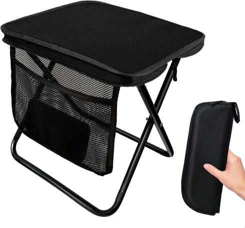 Portable Folding Stool 13 Inch Camping Stool for Adults with Side Pocket,