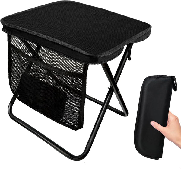 Portable Folding Stool 13 Inch Camping Stool for Adults with Side Pocket,