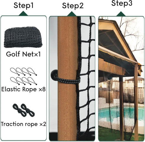 Heavy Duty Nylon Golf Practice Net, Outdoor Indoor Hitting Net with Wire Hanging Kit for Golf, Baseball, Soccer