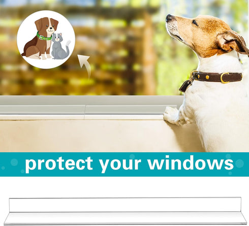 1 Set 2 Pcs Clear Window Sill Protector, 29.5'' x 3.25'' Strong Transparent Protection Against Dog Claw Scratching