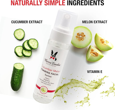 Warren London Foaming Pet Facial, Tear Free Dog Face Wash, Refreshing Cucumber Melon Wash, 8oz