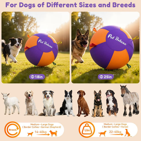 18" 60S Pet Deluxe Herding Ball for Large Dogs - Durable Interactive Herding Toy with Fast Pump in & Carry Handles