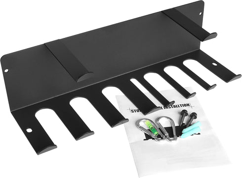 Wall Mount Resistance Bands Rack for Home Gym Equipment Storage, Jump Ropes, Yoga Mat, Foam Roller, Chains, 16.5", Black