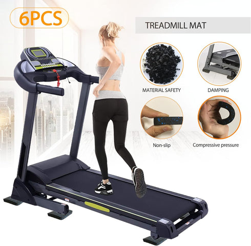 Treadmill Mat Pads, Exercise Equipment Mat with High Density Rubber for Protect Floors 3.94" x 3.94" x 0.5" (6 PCS) Black by BestXD