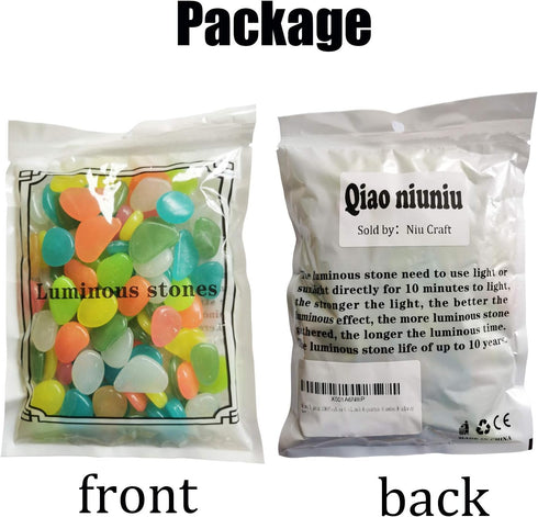 100 Pcs Colorful Glow in The Dark Pebbles for Fish Tank, Aquarium & Garden Walkway