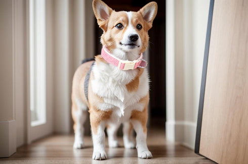 Breathable Cotton Dog Collar, Soft Padded Heavy Duty Adjustable Collar for Small Medium Large Dogs, Pink, Medium Size