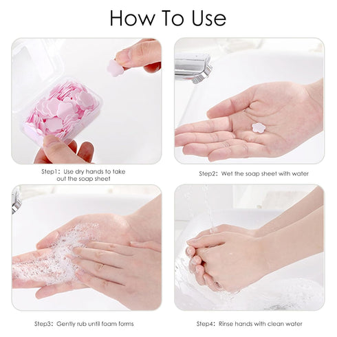 Iensen 300pcs Portable Hand Washing Soap Sheets, Scented Mini Soap Sheets, Disposable Soluble Soap for Outdoor Travel