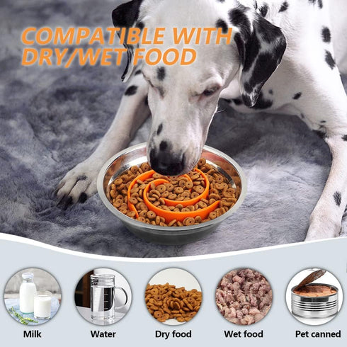 Slow Feeder Dog Bowls Insert - Soft Silicone Bowl for Small, Medium & Large Dogs