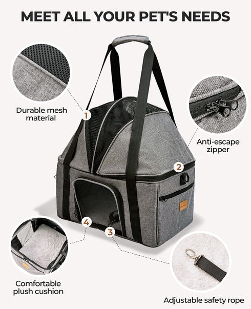 15 lbs, BurgeonNest Top-Expandable Large Cat Carrier, Soft Sided Cat Bag Carrier for Medium Large Pet Up to Upgraded