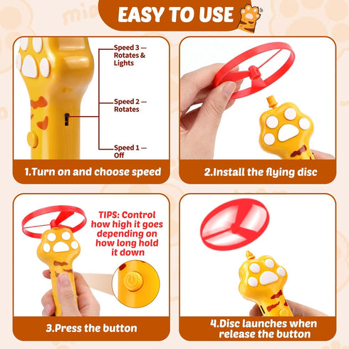 8 BABORUI Cat Toy Disc Launcher, Rechargeable Interactive Cat Fetch Toy Launcher with Flying Discs, Flying Enrichment