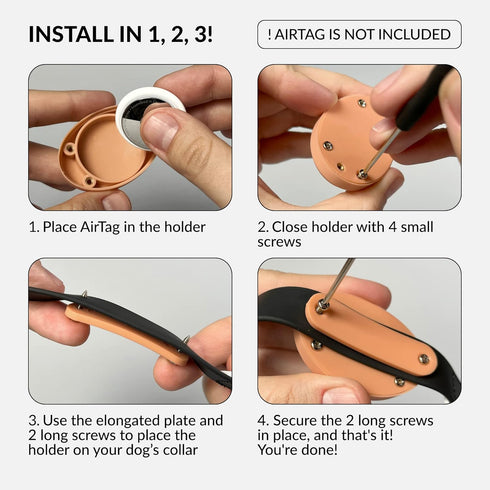 Airtag Holder for Dog Collar 2 Pack, Waterproof and Durable Case for Airtag Tracker, Fits All Pet Collars