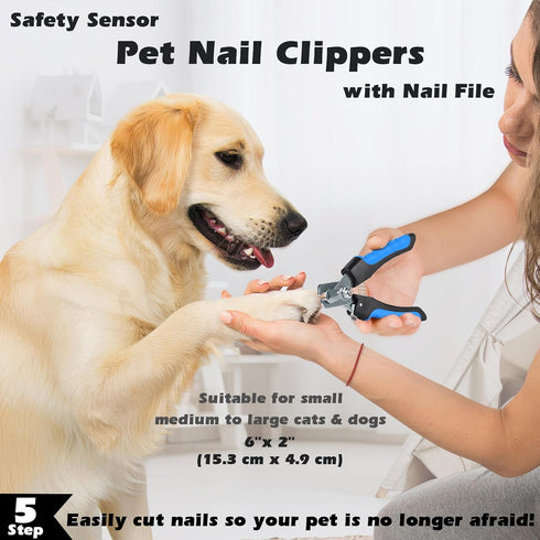 Augwind 7 1 in Pet Grooming Kit - Dog&Cat Comb, Deshedding Brush, Nail Clipper with File, Bath Brush - Premium Pet
