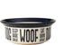 PetRageous Eat Drink Repeat Two-Tone Stoneware Dog Bowl, 4-Cup Capacity, Dishwasher Safe, Off-White.