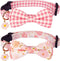 ADOGGYGO Pink Floral Dog Collar with Bow, Adjustable Pink Plaid Collars for Small Medium Large Girls Dogs (Medium, Pink)
