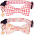 ADOGGYGO Pink Floral Dog Collar with Bow, Adjustable Pink Plaid Collars for Small Medium Large Girls Dogs (Medium, Pink)