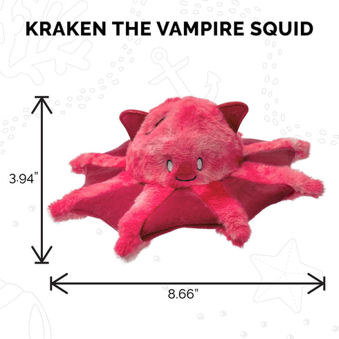 Furhaven Crinkle & Squeaky Plush Dog Toy for Small/Medium Dogs, Washable w/ Ruff Stuff Reinforcement - Kraken the Vampire Squid Plush - Vibrant Pink, One Size