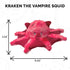 Furhaven Crinkle & Squeaky Plush Dog Toy for Small/Medium Dogs, Washable w/ Ruff Stuff Reinforcement - Kraken the Vampire Squid Plush - Vibrant Pink, One Size