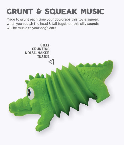Outward Hound Accordionz Squeaking Toy, Latex Rubber Grunting Dog Toy - Alligator