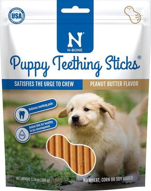 N-Bone Puppy Teething Sticks, Peanut Butter Flavor, 3.74-oz Bag
