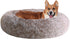 JOLLYVOGUE Calming Donut Dog Bed & Cat Bed, Washable Fluffy Faux Fur Plush Cushion for Small Dogs and Cats (20", Brown)
