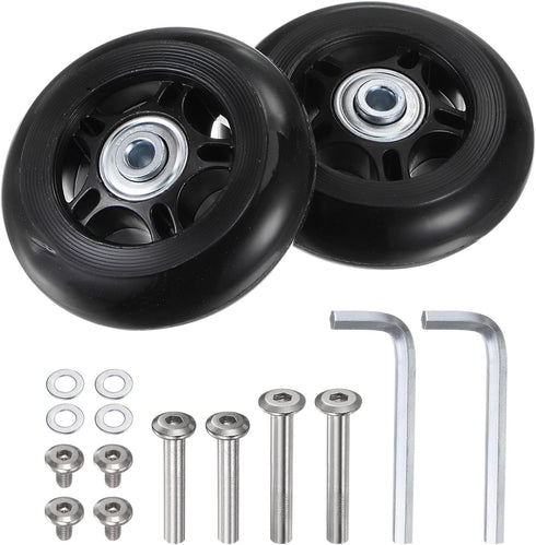 uxcell Replacement Luggage Wheels, 75x24mm Suitcase Wheel Repair Kits with PU Bearing Wheels, Washers, Wrenches, Axle