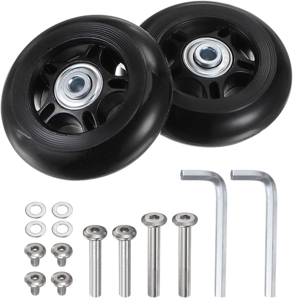 uxcell Replacement Luggage Wheels, 75x24mm Suitcase Wheel Repair Kits with PU Bearing Wheels, Washers, Wrenches, Axle