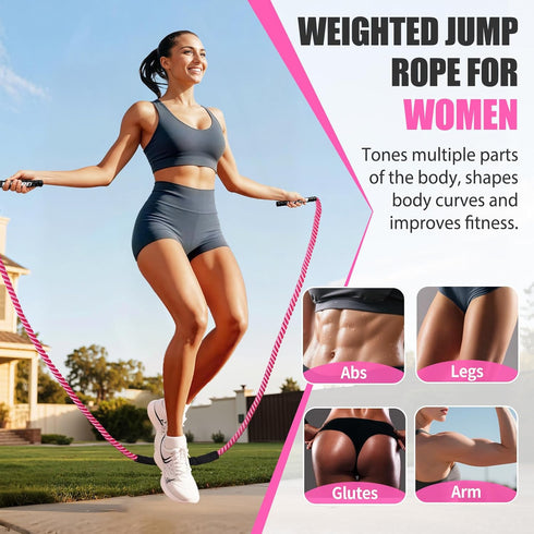 KUZARO Jump Rope, Weighted Jump Rope for Women, Heavy Jump Ropes for Fitness, Home Gym Exercise Equipment, Adult