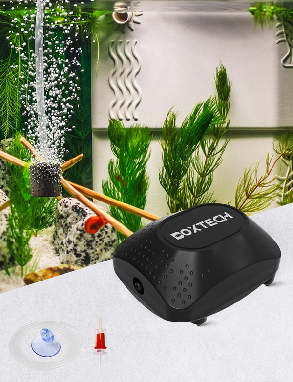 UPETTOOLS Aquarium Air Pump for Fish Tank, Ultra Quiet Fish Oxygen Pump with Air Tubing, Bubble Stone, and Check Valve