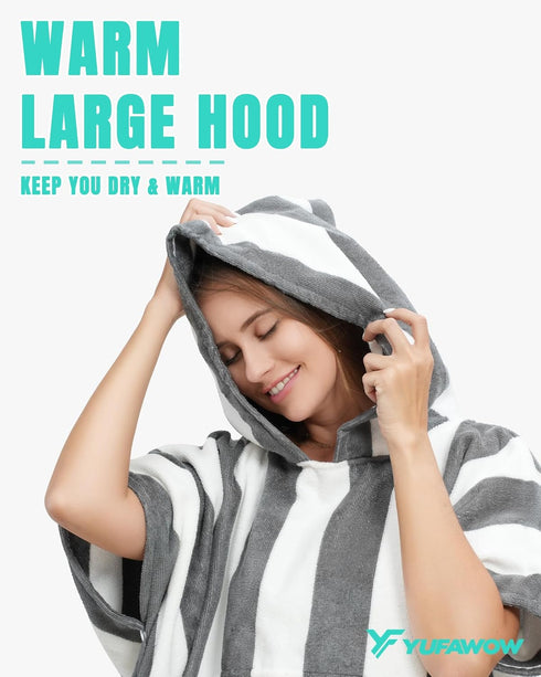 Men Women Hooded Towel Changing Wearable Cloth Swimsuit Bikini Coverup Dry Robe Bathing Swim Parka Jacket Suit Dress