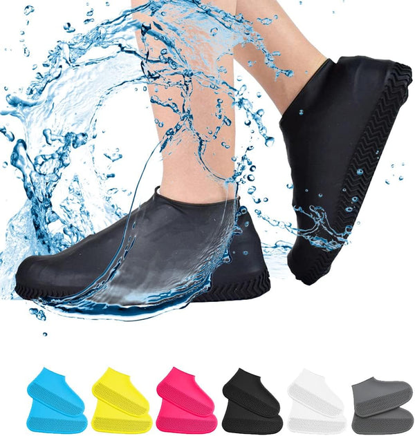 Waterproof Shoe Covers - Non-Slip Water Resistant Overshoes for Men, Women, Kids (Large, Black)