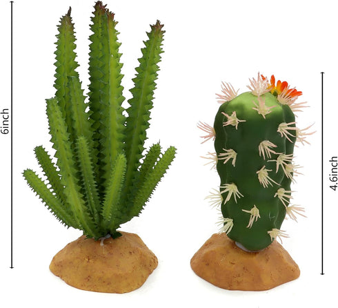 JIHAQUA (Set 2) Reptile Plants Succulent, Artificial Desert Rain Forests Plants for Lizard Bearded Dragon Chameleon