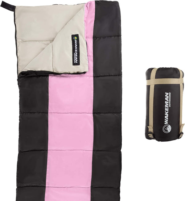 Kids Sleeping Bag Collection by Wakeman Outdoors - Lightweight with Compression Straps Included for Camping,