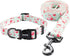 Ihoming Dog Collar and Leash Set for Daily Outdoor Walking, Floral GreenLake Design for Medium Dogs, M-Up to 45LBS