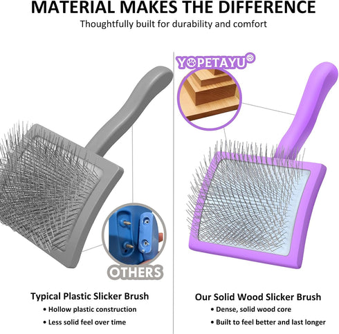 Dog Slicker Brush for Goldendoodles, Poodles & Long Haired Dogs - Long Pin Doodle Brush & Pet Comb Kit Removes Tangles