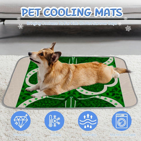 imiBBWQu Summer 27" 22" Cooling Mat for Dogs St Patrick Day Shamrock Dog Cooling Pad Washable Dog Pad for Outside Bed