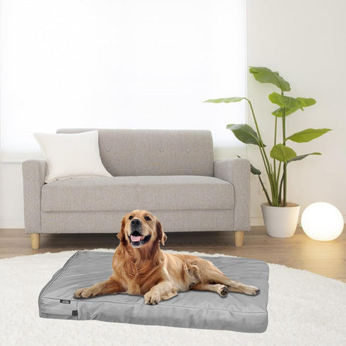 Replacement Dog Bed Cover, Washable Waterproof Canvas for Large Pet Crate Kennel, Zipper, 34x22x3.5 Inches (Gray)